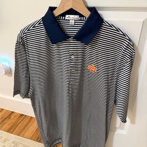 Auburn Peter Millar Cotton Navy and White Striped Polo